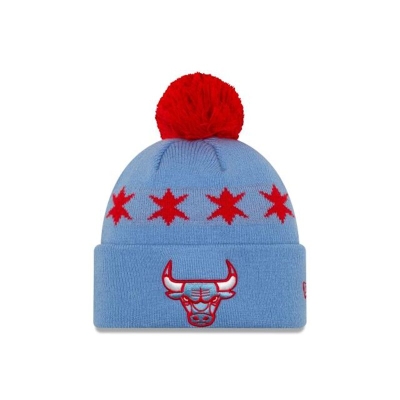 Sapca New Era Chicago Bulls NBA 2019 NBA Authentics City Series Pom Knit Beanie - Albastri